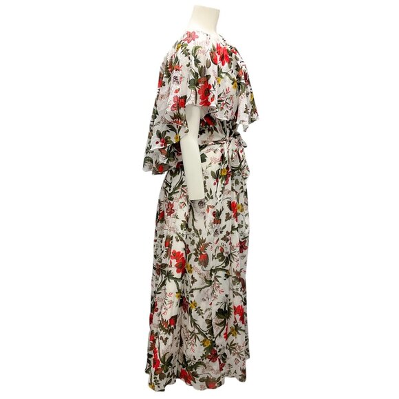 Erdem White / Red Algarve Floral-Print Ruffle Maxi Dress - Picture 2 of 5